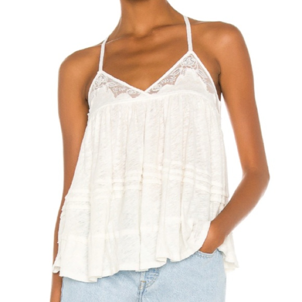 Free People Sweet Pea Tank Top Flowy Ivory NWT M